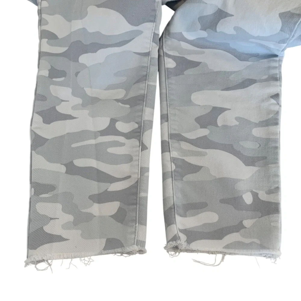 MAC AND ME Jeans Pants Jeggings Leggings Blue Gray Camo 5-Button Fly Hem Small - Picture 8 of 16